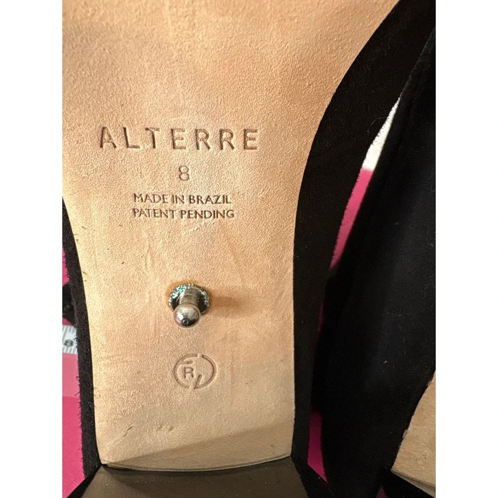 ALTERRE Womens Black Suede Pointed Toe Block Heel Sock Booties Size 8‎